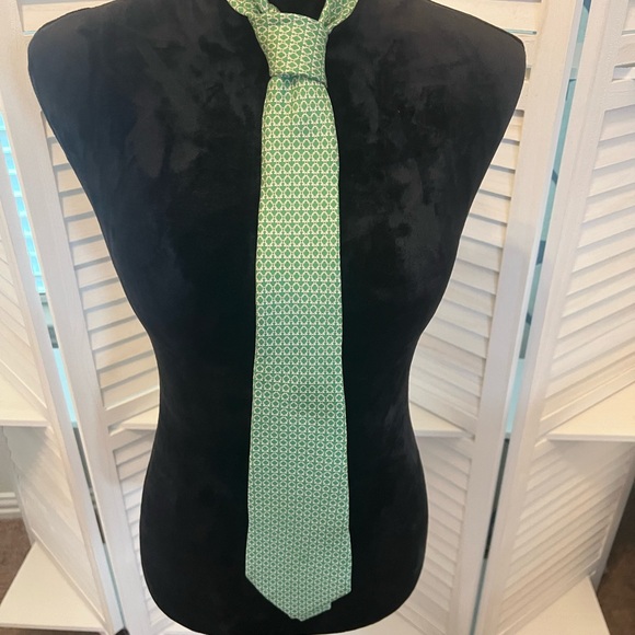 Salvatore Ferragamo Other - Salvatore Ferragamo Light Green Micro Pattern Silk Tie